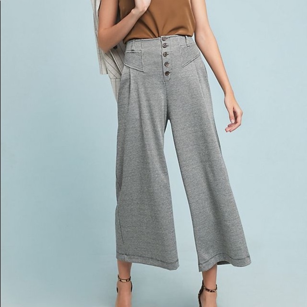 Anthropologie Maeve Houndstooth Capri Flare Pants